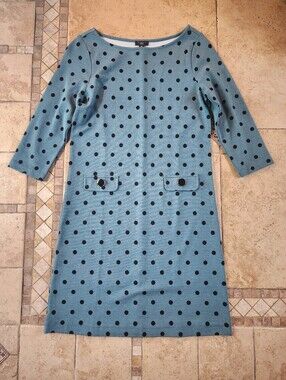 Ann Taylor Blue Polka Dot Midi Shift Dress